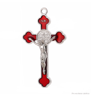 Benediktinský křížek (5 cm) jetelový červený