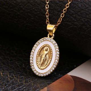 Zázračná medailka (nerezová ocel, perleť) s řetízkem