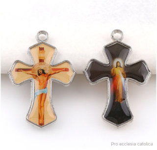 Křížek (bižuterie) 3,5 cm oboustranný barevný