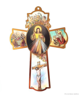 Kříž obrázkový (Boží Milosrdenství) na dřevěné destičce