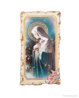 Panna Maria s růžemi (papírový obrázek zdobený)