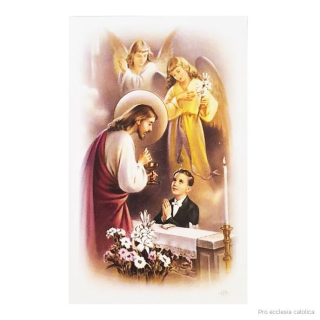 První svaté přijímání (papírový obrázek s modlitbou) chlapec