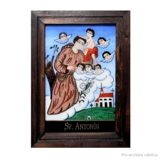 Svatý Antonín (podmalba na skle)