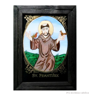 Svatý František (podmalba na skle)