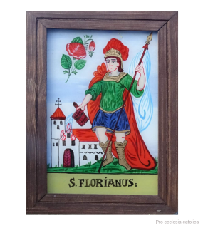 Svatý Florián (podmalba na skle)