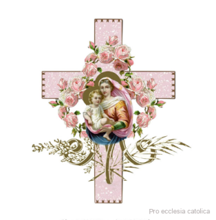 Panna Maria, kříž růžový (nažehlovačka)