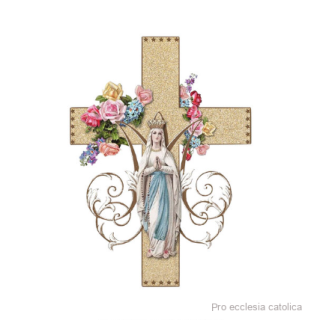 Panna Maria, kříž zlatý (nažehlovačka)