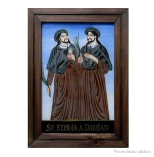 Svatí Kosma a Damián (podmalba na skle)