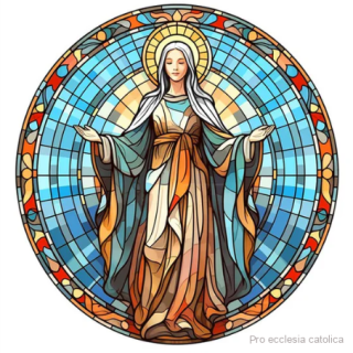 Panna Maria vitráž kulatá - diamantové malování (30x30)