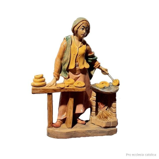 Doplňující postavy do betléma - žena smažící donuty (10 cm)