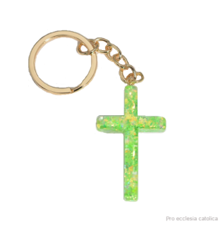 Kříž pryskyřice (klíčenka) zelený