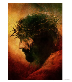 Ježíš trpící (obraz na plátně) 20x30 cm