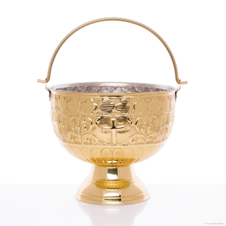 Kropenka - nádoba na svěcenou vodu na nožce (zlatá zdobená)